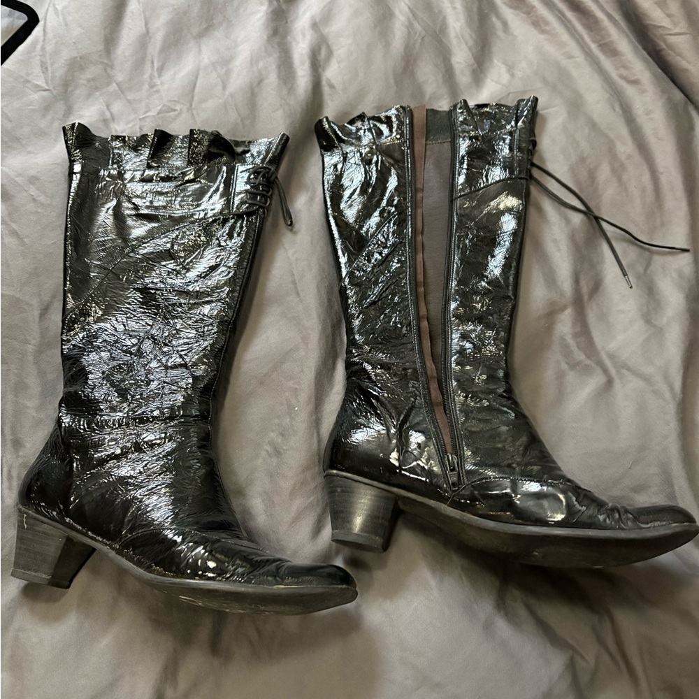 Black Patent Mid-Calf Women's Boots